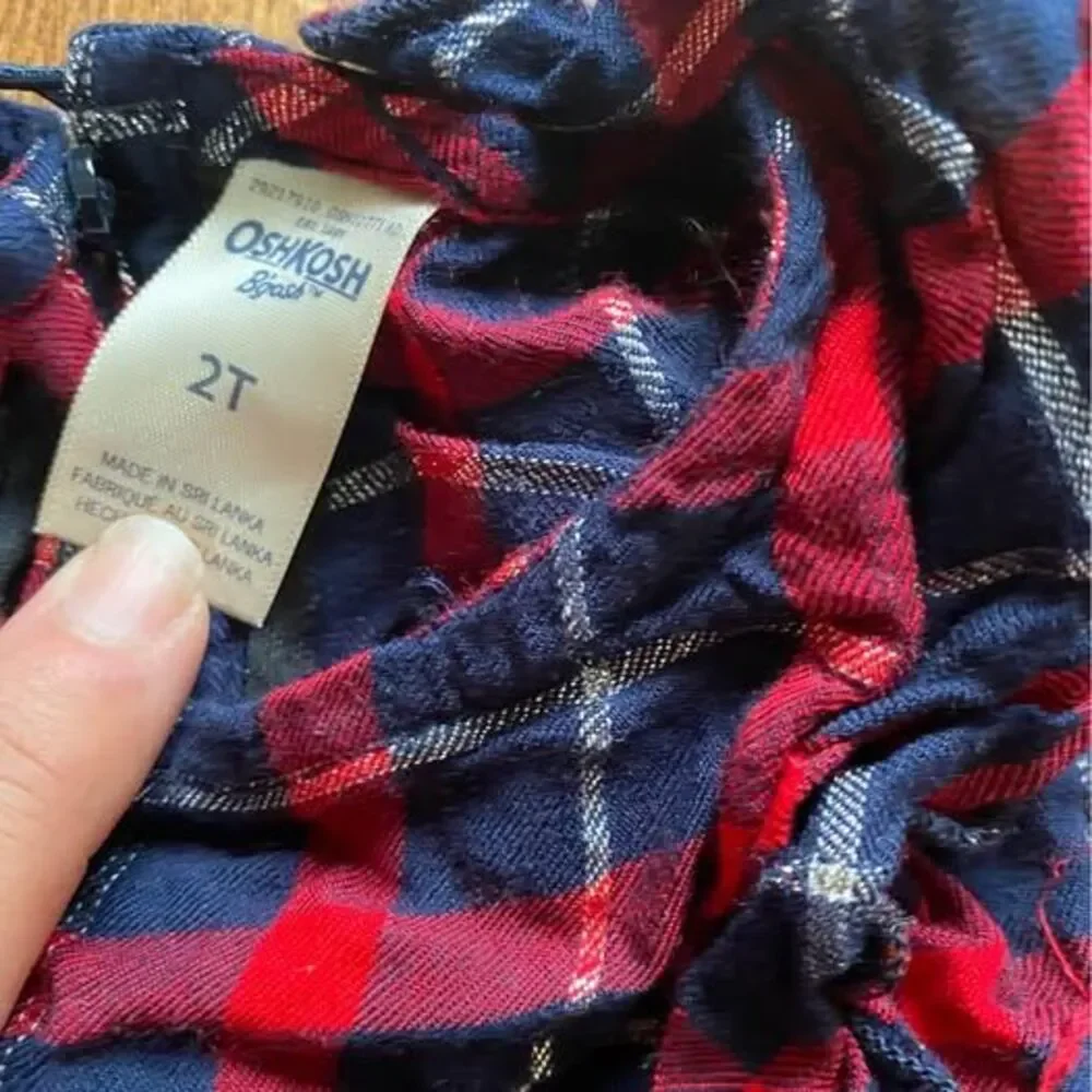 Osh Kosh bgosh plaid flannel dress with silver accents! toddler size 2T